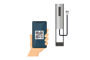 二次元コードと充電ステーション